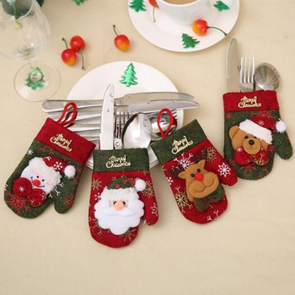 Christmas286 Gloves Shaped Cutlery Cover For Decoration Multi