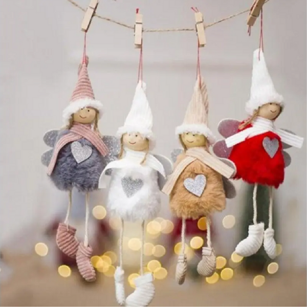 Christmas Decoration Pendant Cute Angel Plush Doll Tree Creative Red