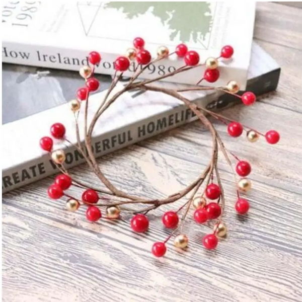 Rattan Diy Wreath Wall Garland Christmas Decoration Candle Holder Decorative Red