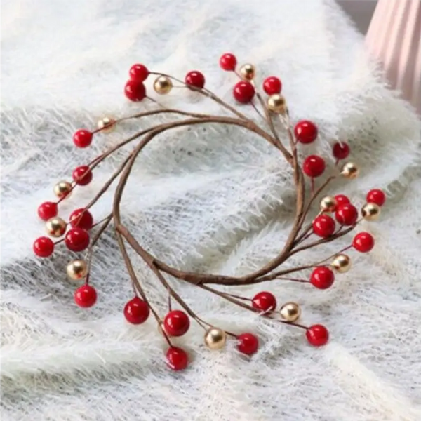 Rattan Diy Wreath Wall Garland Christmas Decoration Candle Holder Decorative Red