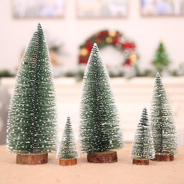 Snow Small Fir Cedar Pine Christmas Tree Table Decoration Ornaments Accessories
