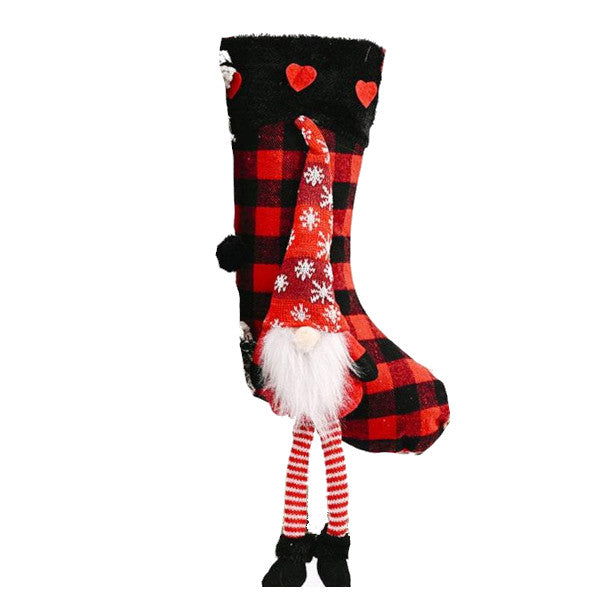 Christmas Decorations Socks Lattice Pattern Gift Bag Candy Hanging Seasonal Decorations