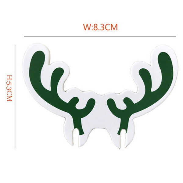 Christmas Decorations Cute Green Antler Wine Glass Sign Flag Moose Hat Cards
