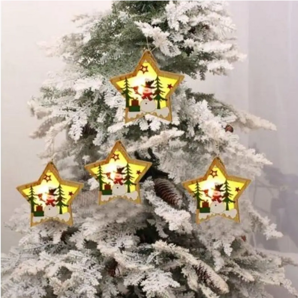 Christmas Decorations Wooden Luminous Pendant Tree Gift B