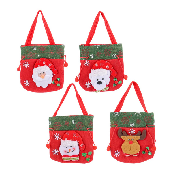 Christmas Set Of 4 Velvet Material Candy For Kids Apple Reusable Party 20*20Cm Gift Bags
