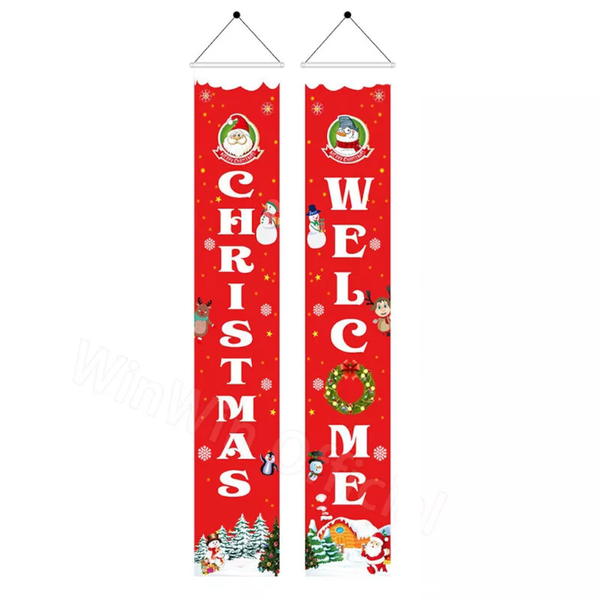Christmas Porch Sign Oxford Cloth Xmas Door Banner Wall Hanging Party Decoration Party Decorations