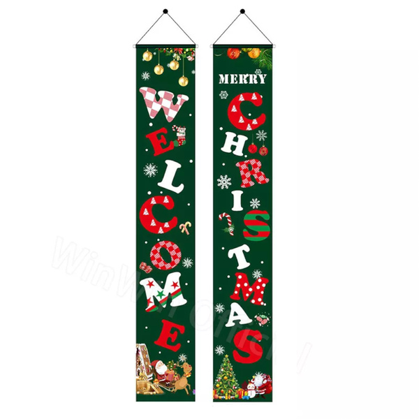 Christmas Porch Sign Oxford Cloth Xmas Door Banner Wall Hanging Party Decoration Party Decorations