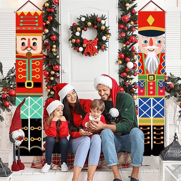 Christmas Porch Sign Oxford Cloth Xmas Door Banner Wall Hanging Party Decoration Party Decorations