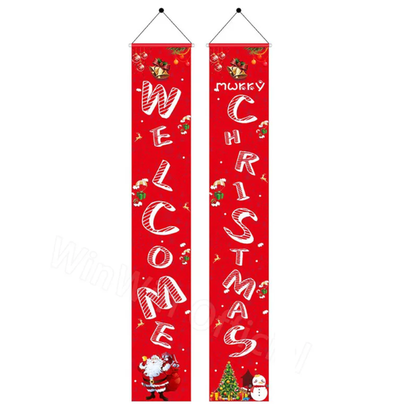 Christmas Porch Sign Oxford Cloth Xmas Door Banner Wall Hanging Party Decoration Party Decorations