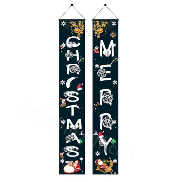 Christmas Porch Sign Oxford Cloth Xmas Door Banner Wall Hanging Party Decoration Party Decorations