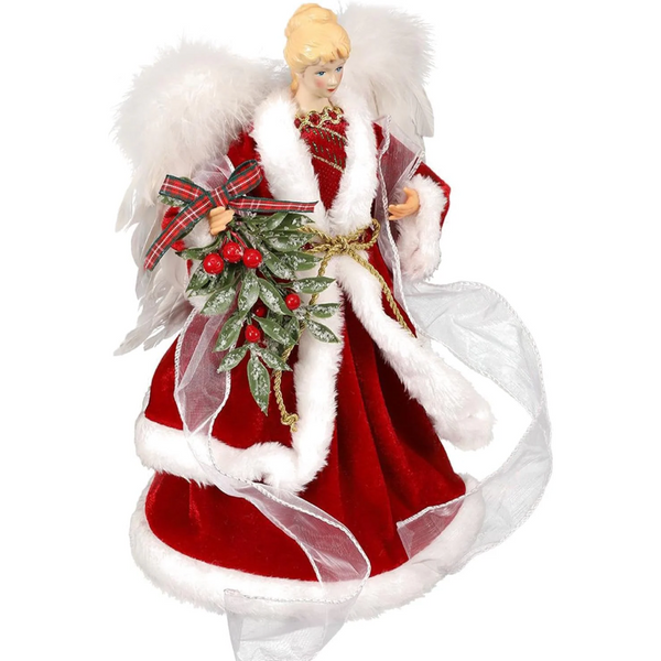 Christmas Tree Angel Topper With White Feather Wings Elegant Holiday Ornament Seasonal Decorations