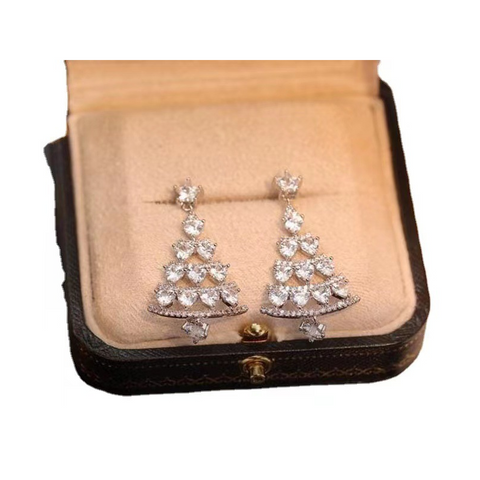 Veile Studios Christmas Tree Silver Earrings