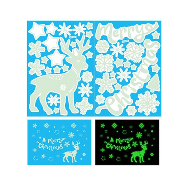 Christmas Glow In The Dark Window Decoration Stickers Seasonal Decorations