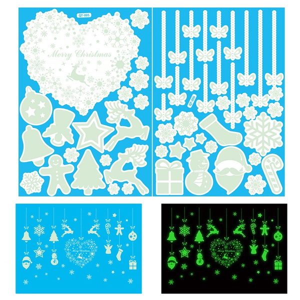 Christmas Glow In The Dark Window Decoration Stickers Seasonal Decorations