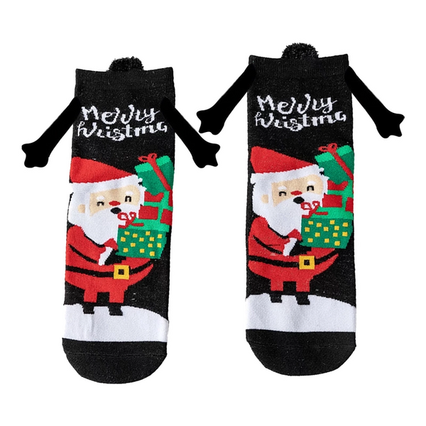 Christmas Hands Holding Magnetic Couples Besties Festive Socks