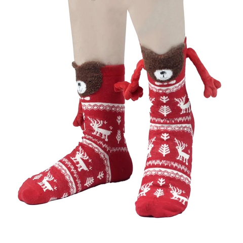 Christmas Hands Holding Magnetic Couples Besties Festive Socks