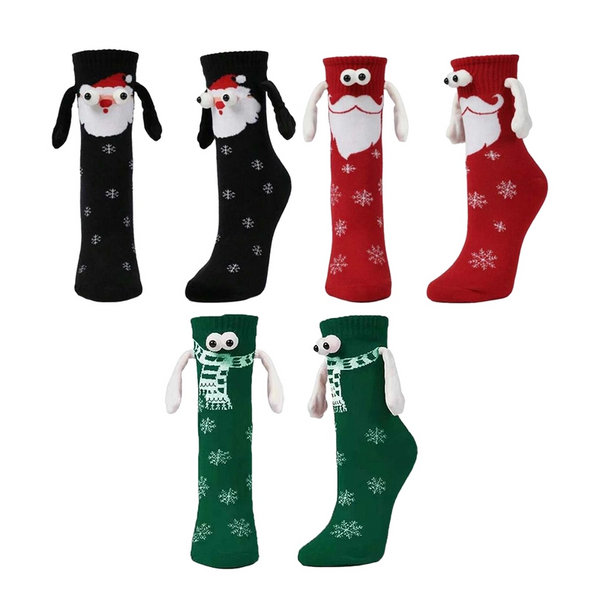 Christmas Hands Holding Magnetic Couples Besties Festive Socks