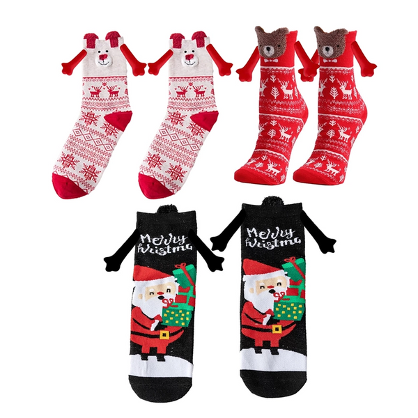 Christmas Hands Holding Magnetic Couples Besties Festive Socks