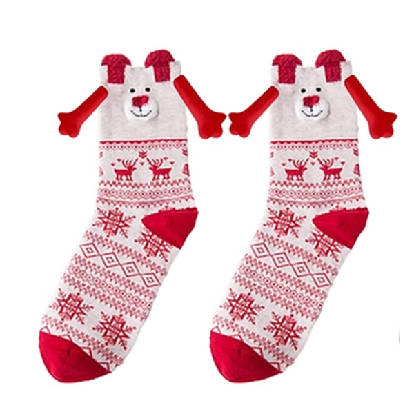 Christmas Hands Holding Magnetic Couples Besties Festive Socks