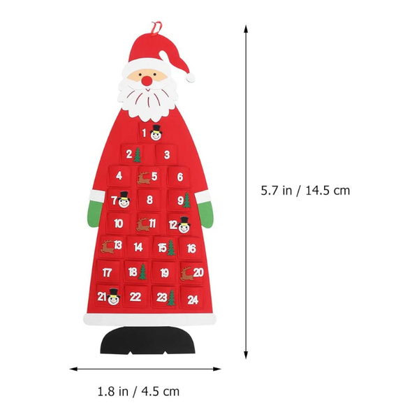 Christmas Hanging Santa Felt Advent Calendar Seasonal Decorations