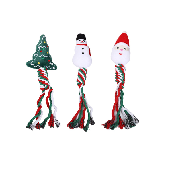 Christmas Pet Dog Chew Toys Braided Rope Puppy Pets Chewing Teething Dog Toys