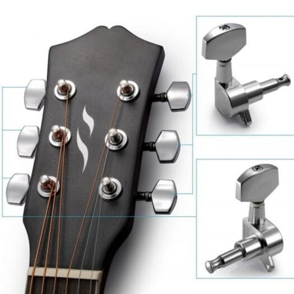 Chrome Guitar String Tuning Pegs Tuners6 Pcs Silver Guitar Accessories