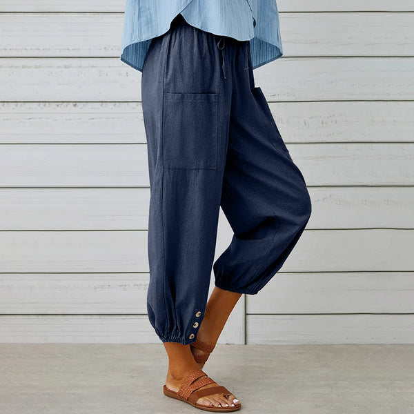 Women's Drawstring Tie Pants Spring Summer Cotton Linen Trousers With Pockets Women's Pants