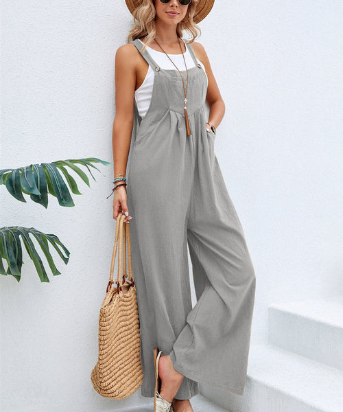 Women Long Bib Pants Overalls Casual Loose Rompers Jumpsuits With Pockets Jumpsuits Rompers & Playsuits