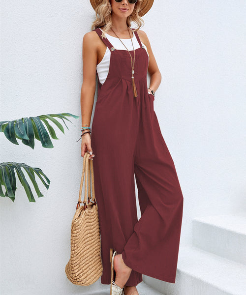 Women Long Bib Pants Overalls Casual Loose Rompers Jumpsuits With Pockets Comfortable Jumpsuits Rompers & Playsuits