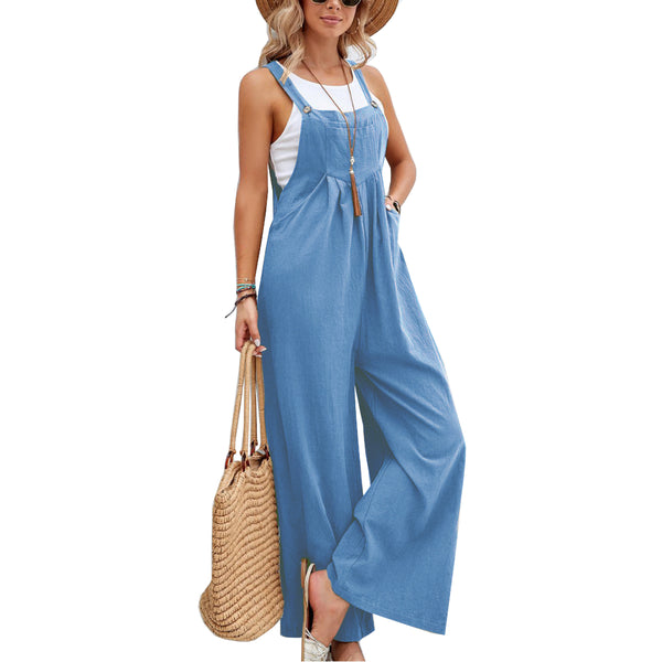 Women Long Bib Pants Overalls Casual Loose Rompers Jumpsuits With Pockets Comfortable Jumpsuits Rompers & Playsuits
