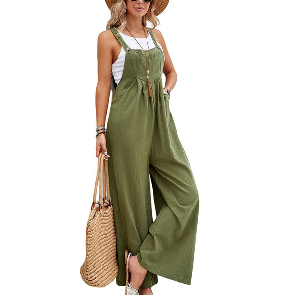 Women Long Bib Pants Overalls Casual Loose Rompers Jumpsuits With Pockets Comfortable Jumpsuits Rompers & Playsuits