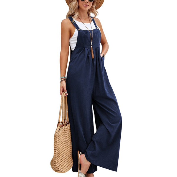 Women Long Bib Pants Overalls Casual Loose Rompers Jumpsuits With Pockets Comfortable Jumpsuits Rompers & Playsuits