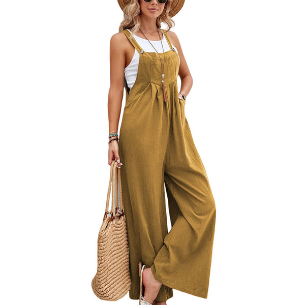 Women Long Bib Pants Overalls Casual Loose Rompers Jumpsuits With Pockets Comfortable Jumpsuits Rompers & Playsuits
