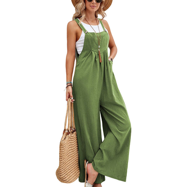 Women Long Bib Pants Overalls Casual Loose Rompers Jumpsuits With Pockets Jumpsuits Rompers & Playsuits