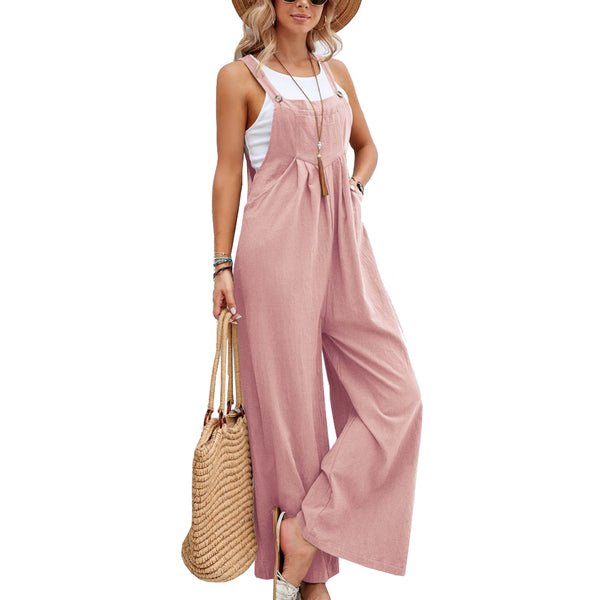 Women Long Bib Pants Overalls Casual Loose Rompers Jumpsuits With Pockets Comfortable Jumpsuits Rompers & Playsuits