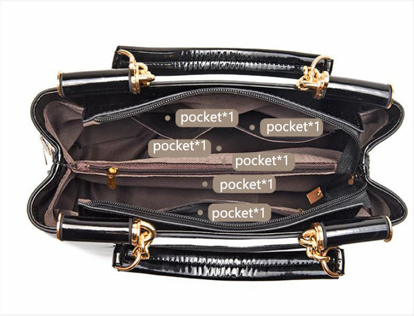 Glossy Leather Sequins Handbags Women Top Handle Purse Satchel Bag Women's Bags & Handbags