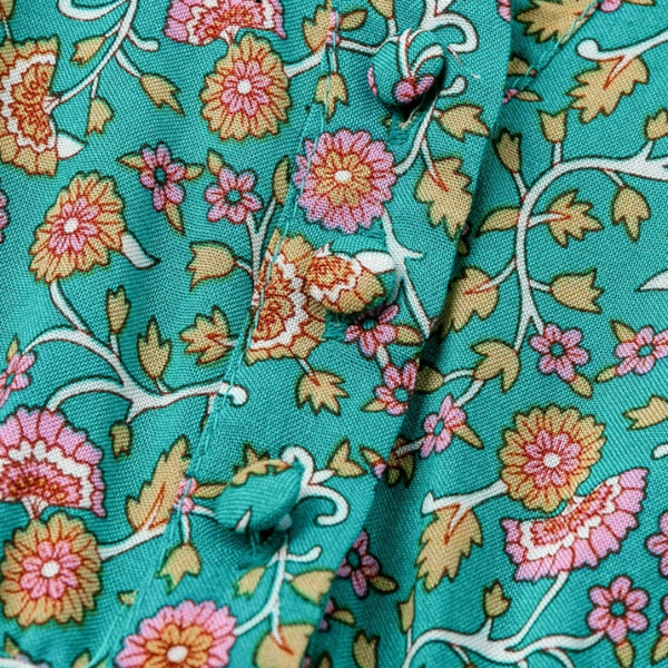 Bohemian V-Neck Floral Long Maxi Dress Beach Dresses Short Sleeve