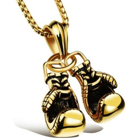 Classic Boxing Gloves Pendant Necklace For Men Gold