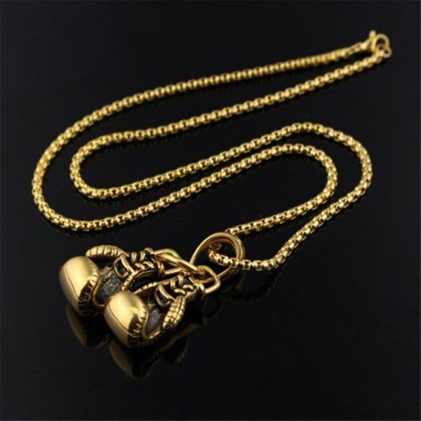 Veile Studios Classic Boxing Gloves Pendant Necklace For Men Gold Chains Necklaces