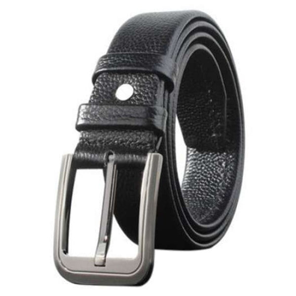 Classic Solid Color Men's Belt Pin Buckle Soft Edging Drill Waistband Black Belts