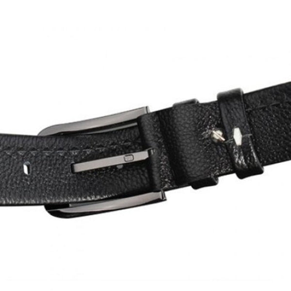 Classic Solid Color Men's Belt Pin Buckle Soft Edging Drill Waistband Black Belts