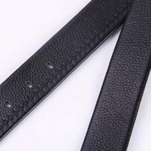 Classic Solid Color Men's Belt Pin Buckle Soft Edging Drill Waistband Black Belts