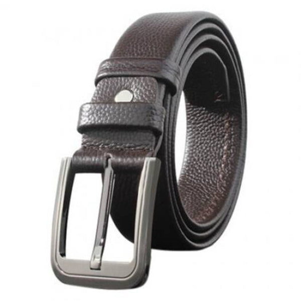 Classic Solid Color Men's Belt Pin Buckle Soft Edging Drill Waistband Black Belts
