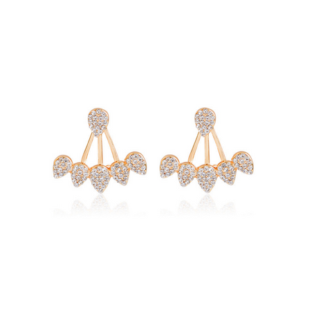 Veile Studios Clear Crystal Rhinestone Dangle Gold Silver Water Drop Simple Ear Earrings