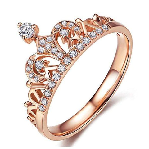 Rings Clear Exquisite Princess Crown Tiara Design Tiny Cubic Zirconia Diamond Accented Fashion