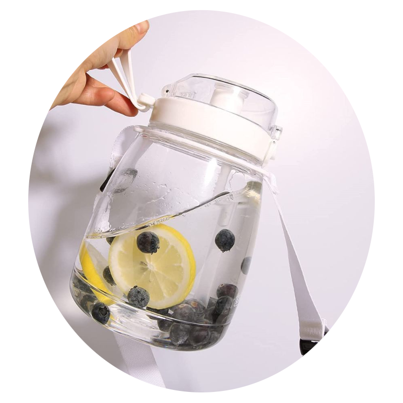 Clear Large Water Bottle Jug With Shoulder Strap White Water Bottles & Vacuum Flasks