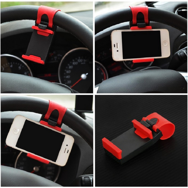 Universal Stand Car Steering Wheel Clip Mount Holder For Mobile Phone Accessories Black Mounts & Holders