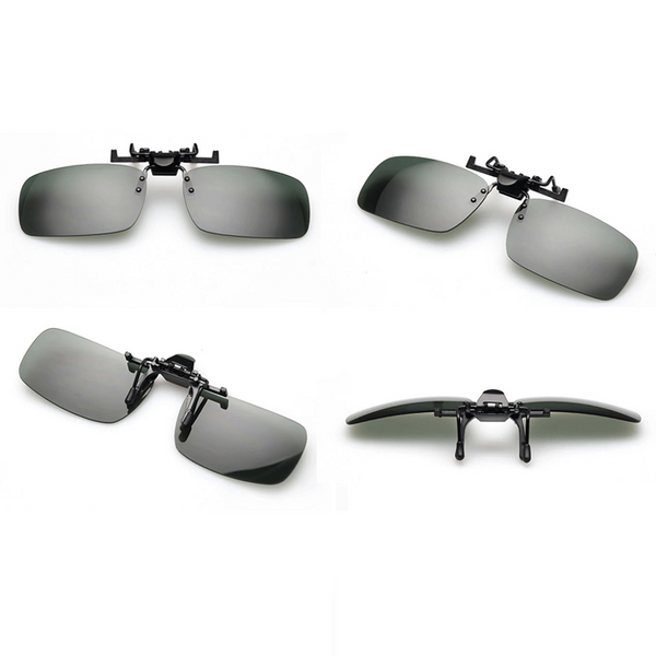 2Pc Clip On Style Uv400 Polarized Fishing Eyewear Day Time Night Vision Glasses Large Sunglasses
