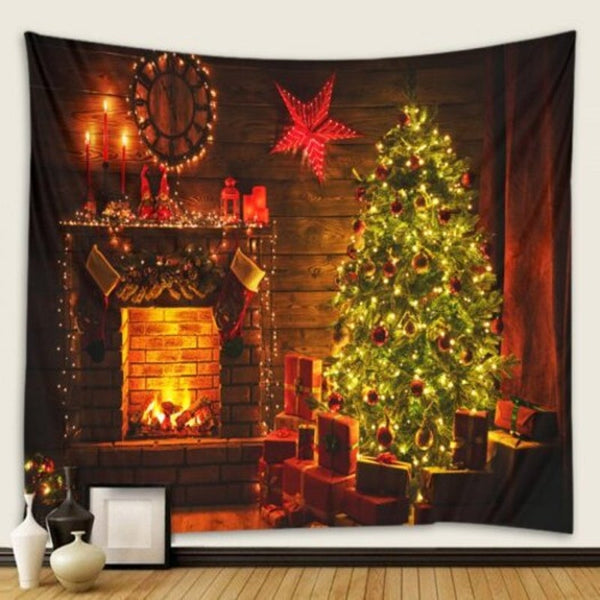 Closet Christmas Tree Pattern Printed Polyester Tapestry Multi A W59 X L51 Inch