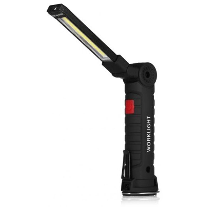 Cob Folding Emergency Light Black With Clip Flashlights